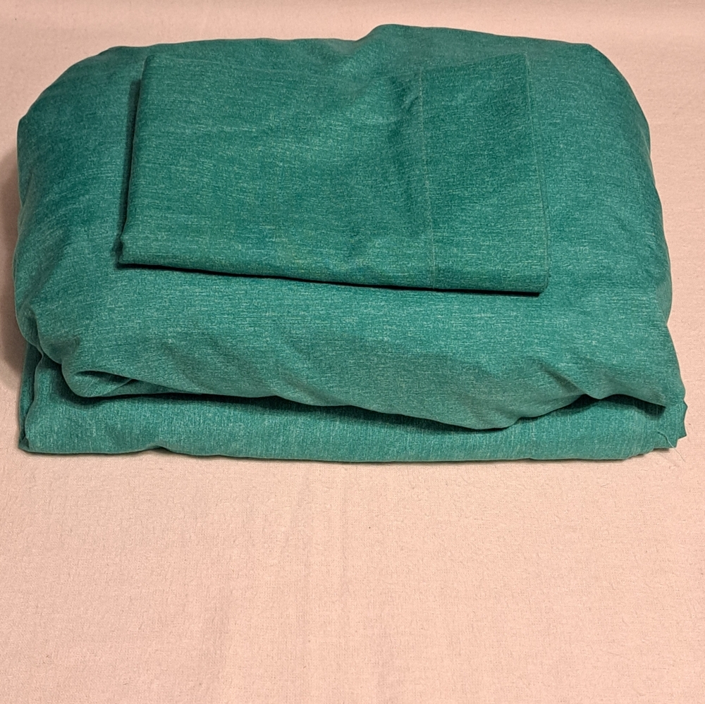 Twin XL Sheet Set Green Fitted Sheet Flat Sheet Pillowcase